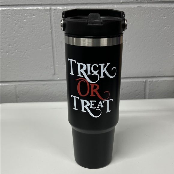 Halloween Black Tumbler with Trick or Treat Design - Picture 1 of 3